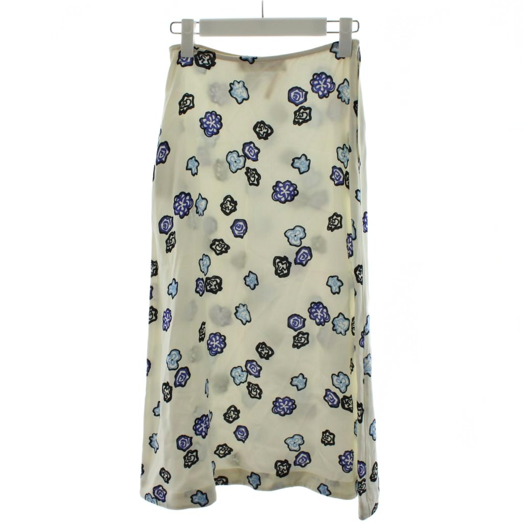 【中古】マルニ MARNI フレアスカート ひざ丈 総柄 花柄 36 白 ホワイト 水色 ライトブルー GOMA0042A2 /AN40 レディース 【ベクトル 古着】 251118