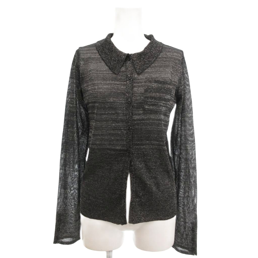 【中古】ウィルフリー willfully 美品 24SS ニットカーディガン シアーシャツ F 黒 ブラック グレー ラメ /YJ レディース 【ベクトル 古着】 251120