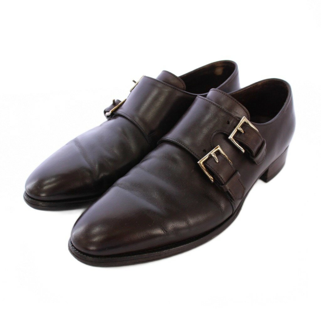 【中古】ジョンロブ JOHN LOBB NASEBY ダブルモンクストラップ ビジネスシューズ レザー 7 1/2 ブラウ..