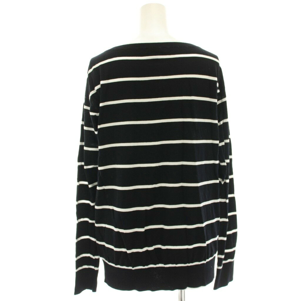 【中古】セオリー Theory HIGH TWIST COTTON OVERSIZE BOATNECK ニット カットソー 長袖 ボーダー 薄手 S 黒 ブラック 01-8101732-056-902 /HN レディース 【ベクトル 古着】 251115