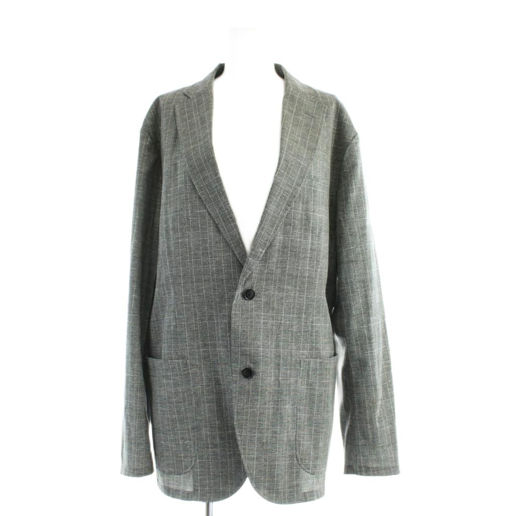 【中古】シップス SHIPS ウォッシャブル ドビークロス 2ボタン ジャケット ブレザー シングル L グレー..