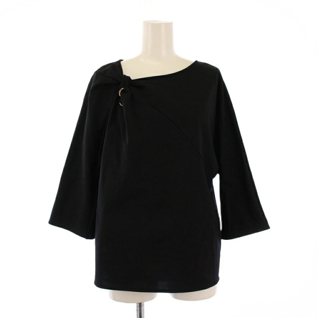 【中古】アストラット ASTRAET +BYOKA カットソー 七分袖 ストレッチ 変形 ワンカラー F 黒 ブラック /..