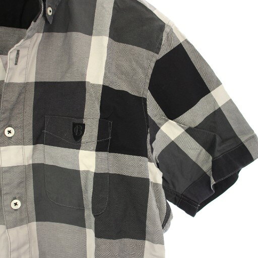 【中古】ブラックレーベルクレストブリッジ BLACK LABEL CRESTBRIDGE シャツ チェック柄 半袖 ポケット M 黒 グレー 51M27-525-06 /TK メンズ 【ベクトル 古着】 251204