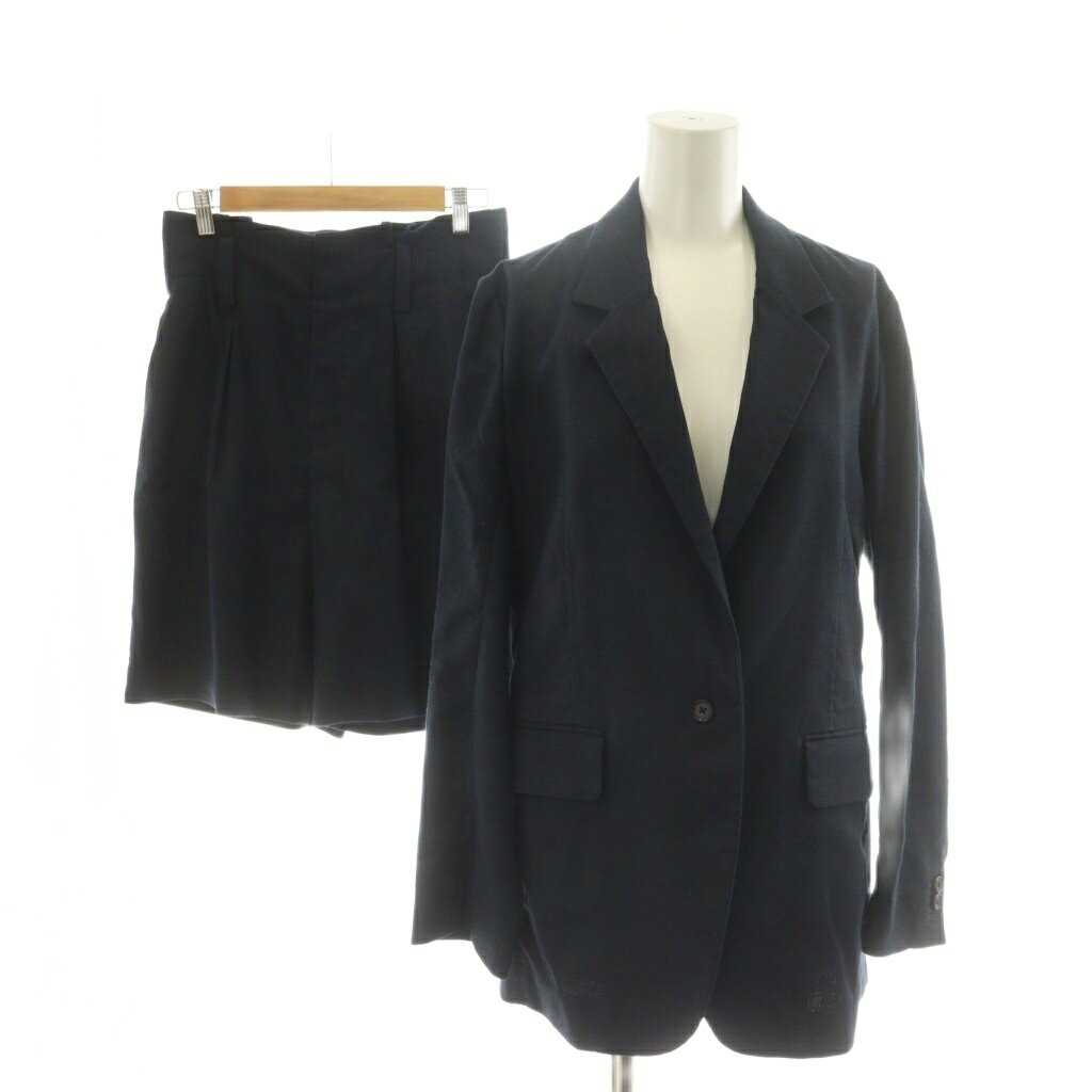 【中古】フレームワーク Framework スーツ セットアップ リネンストレッチテーラードジャケット ショートパンツ キュロット 36 38 黒 ブラック 20010200301010 20032200301010 /RR レディース 【ベクトル 古着】 251126