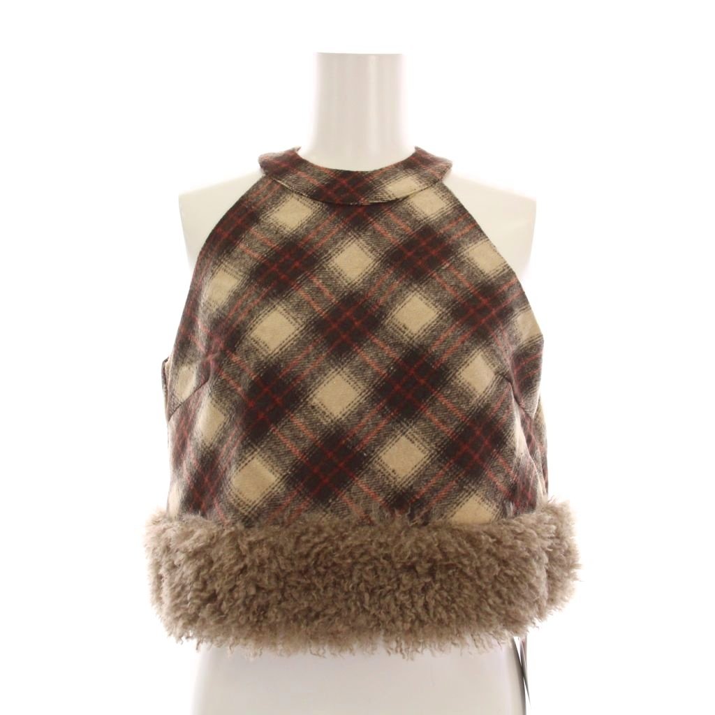 【中古】未使用品 ダーリッチ Darich 24AW ファーチェックドッキングトップス カットソー F ブラウン ベージュ 112431003 /YM レディース 【ベクトル 古着】 251128