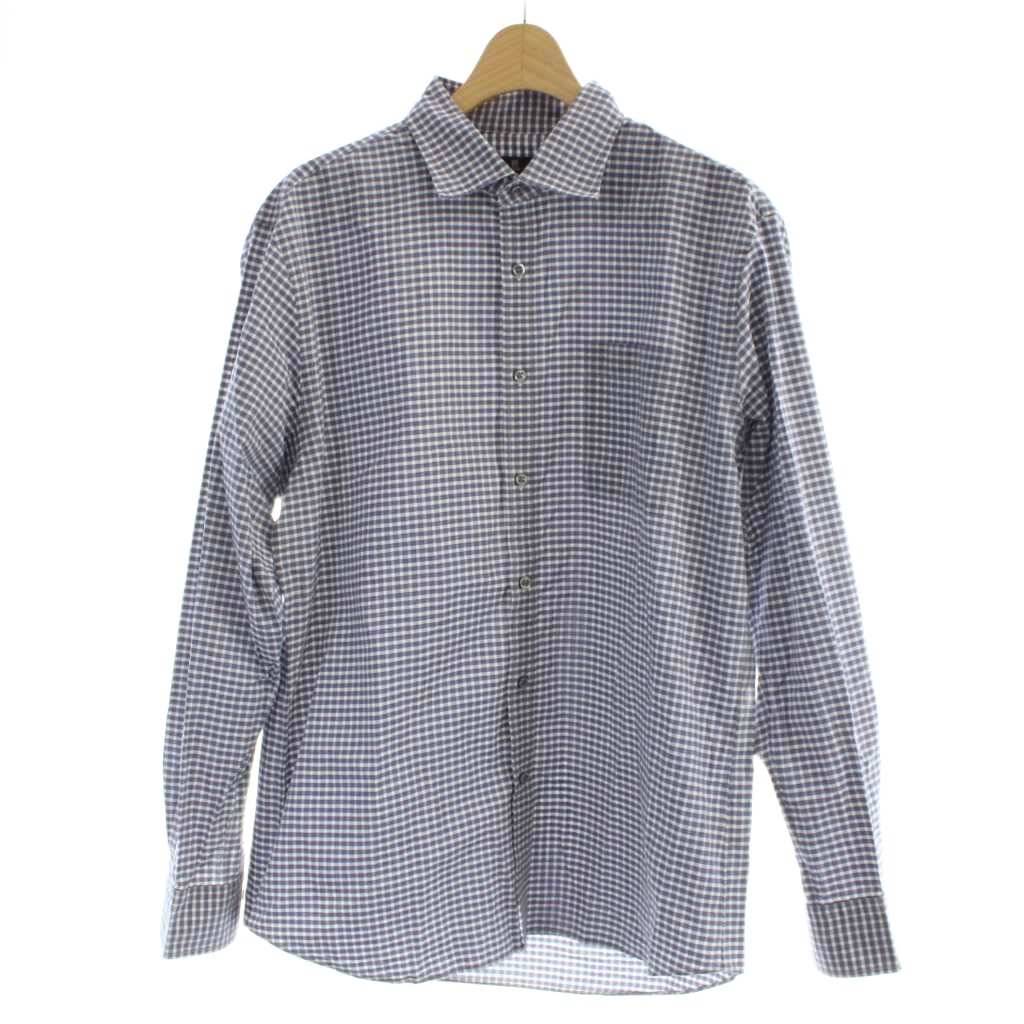 Other - 【中古】ランバン LANVIN ワイシャツ 長袖 L 青 ブルー 白 ホワイト チェック柄 /AP メンズ 【ベクトル 古着】 251203