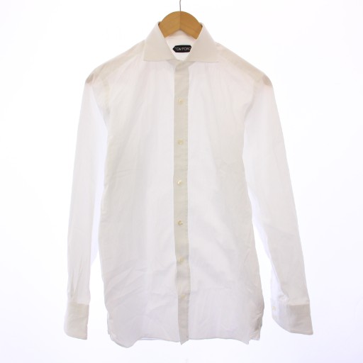 【中古】トムフォード TOM FORD ワイシャツ ドレスシャツ 長袖 ホリゾンタル 無地 ワンカラー 39 白 ホワイト /BB メンズ 【ベクトル 古着】 251207