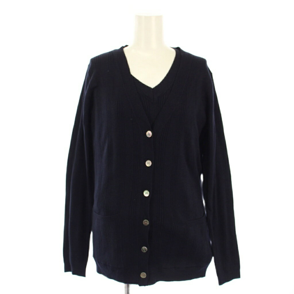 【中古】スリードッツ three dots アンサンブル カーディガン 長袖 ニット セーター Vネック M 紺 /TK レディース 【ベクトル 古着】 251204ブランドスリードッツ three dots表記サイズカーディガン・ニット：...