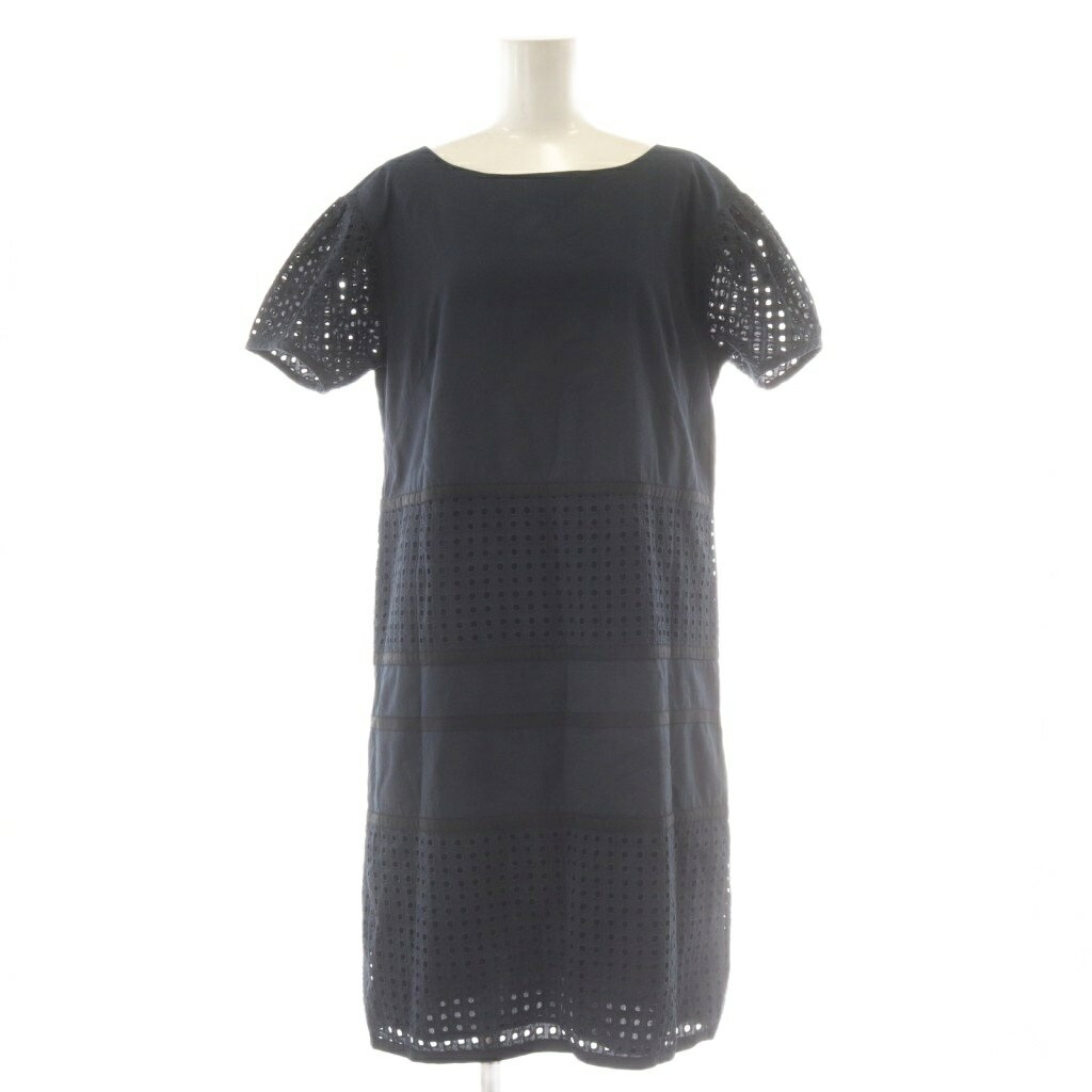 【中古】ジュンコシマダパート2 JUNKO SHIMADA part2 ワンピース ひざ丈 半袖 11 紺 ネイビー パンチング アイレット /AU レディース 【ベクトル 古着】 251212(4.0)