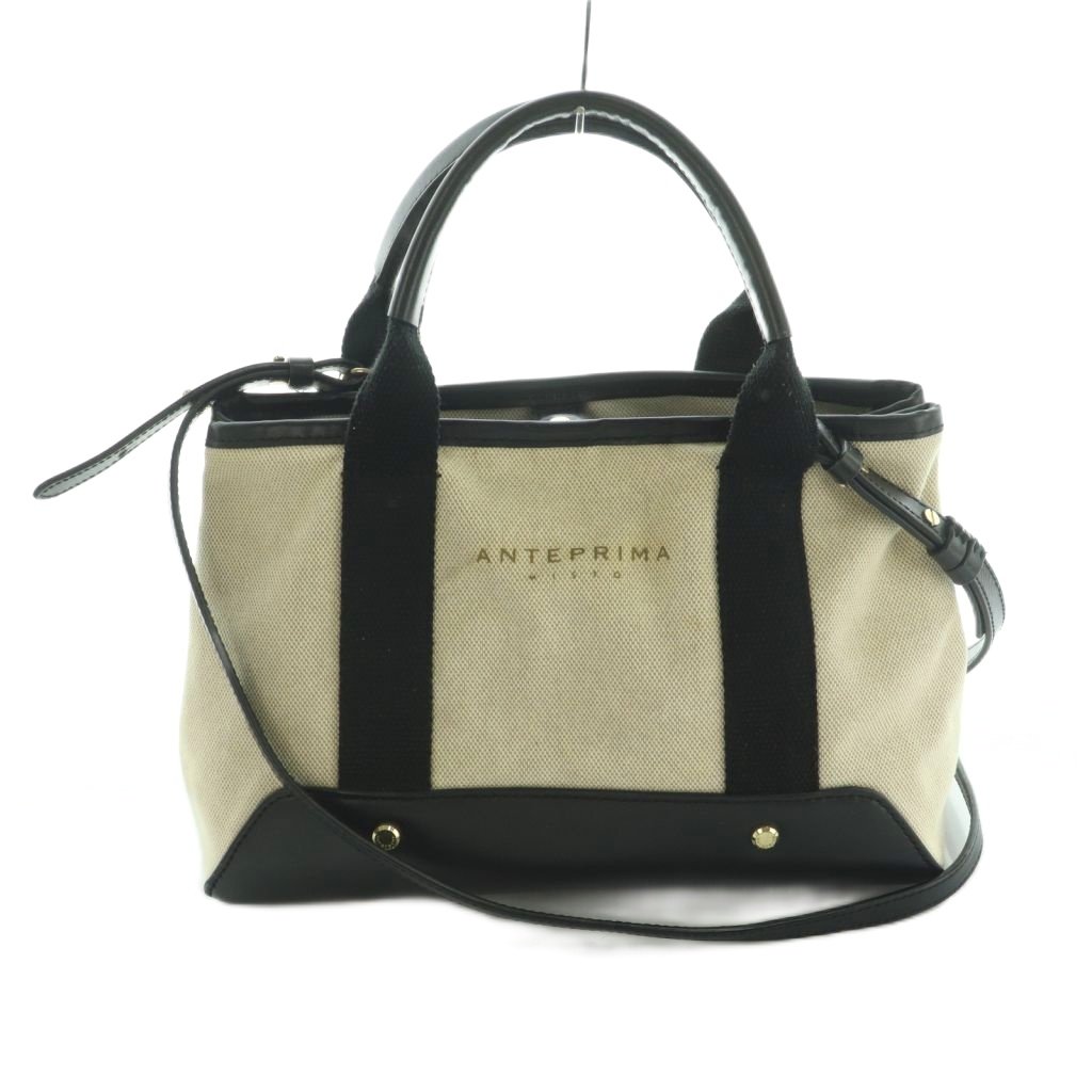 【中古】アンテプリマ ANTEPRIMA 2WAY ショルダーバッグ ハンドバッグ バイカラー アイボリー 黒 ブラック /MI レディース 【ベクトル 古着】 251204