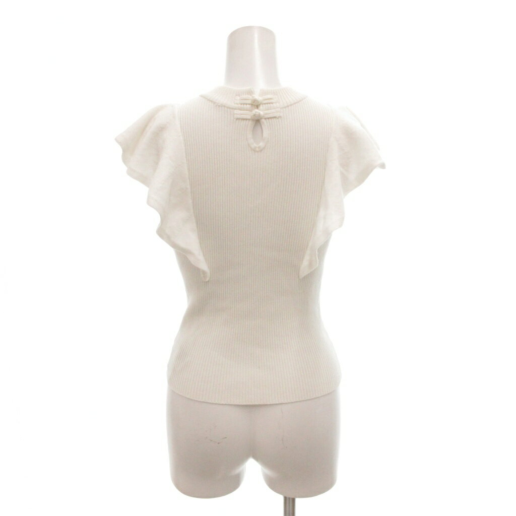 【中古】ムルーア MURUA ニット セーター F 白 ホワイト フリル袖 フレンチスリーブ クルーネック リブ編み /NL レディース 【ベクトル 古着】 251225