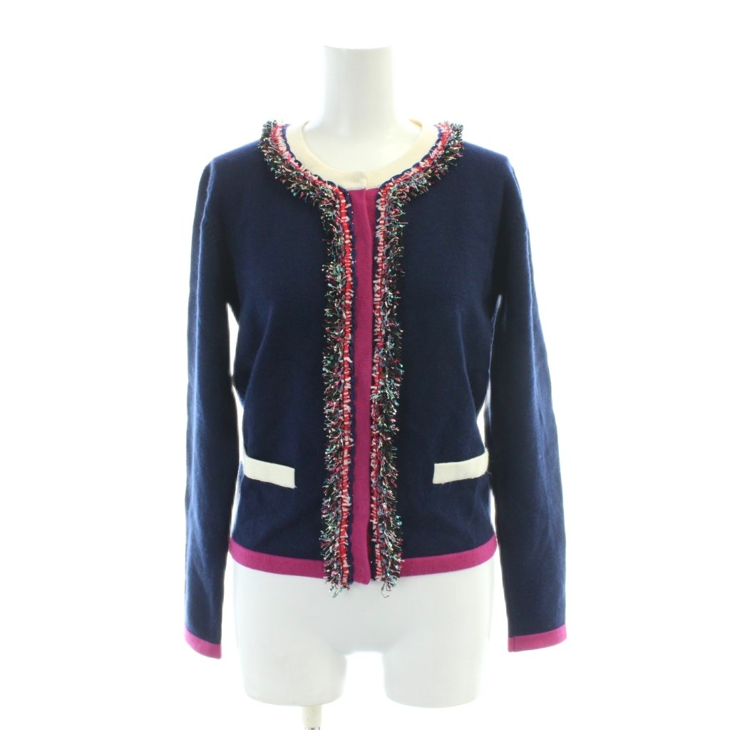 【中古】チェスティ Chesty カーディガン F 紺 ネイビー フリンジ ノーカラー /AP レディース 【ベクトル 古着】 251209