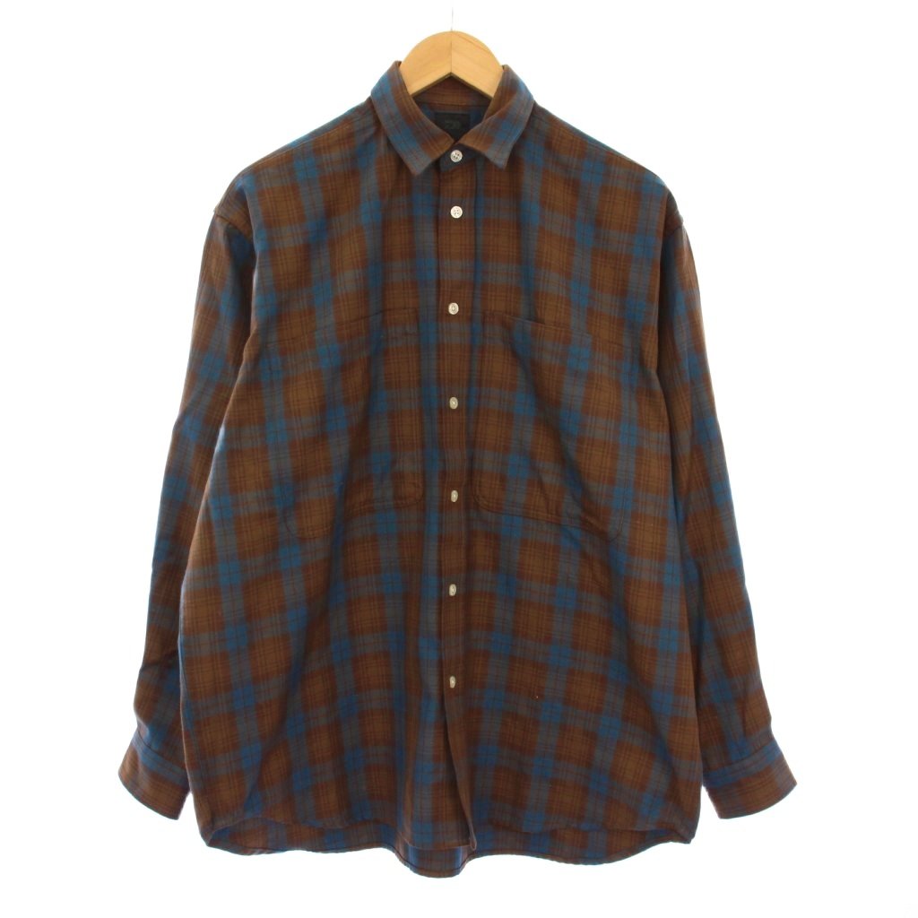 【中古】ダイワ ピアサーティナイン DAIWA PIER39 TECH FLANNEL WORKER'S SHIRTS フランネルワークシャツ 長袖 チェック S 茶 青 BE-88021W /KH メンズ 【ベクトル 古着】 251202