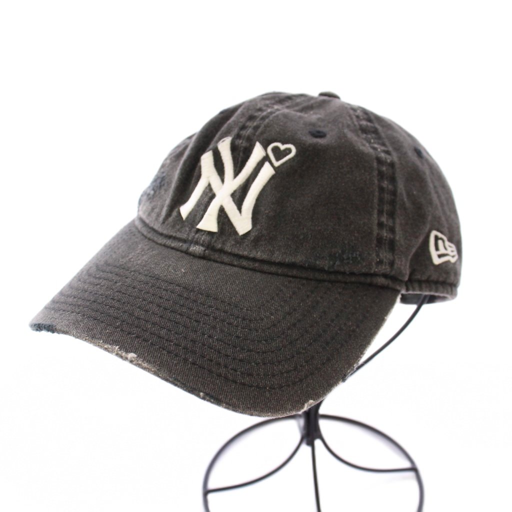 【中古】ニューエラ NEW ERA BASICKS Damaged New York Cap ダメージニューヨークキャップ 帽子 6パネル ロゴ 刺繍 グレー /BB レディース 【ベクトル 古着】 251207