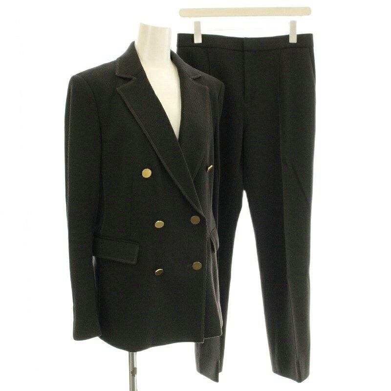 【中古】ベイジ BEIGE ダブル スーツ セットアップ ウール ニット パンツ テーラードジャケット 4 茶 ブラウン BW0433 /☆G レディース 【ベクトル 古着】 251202