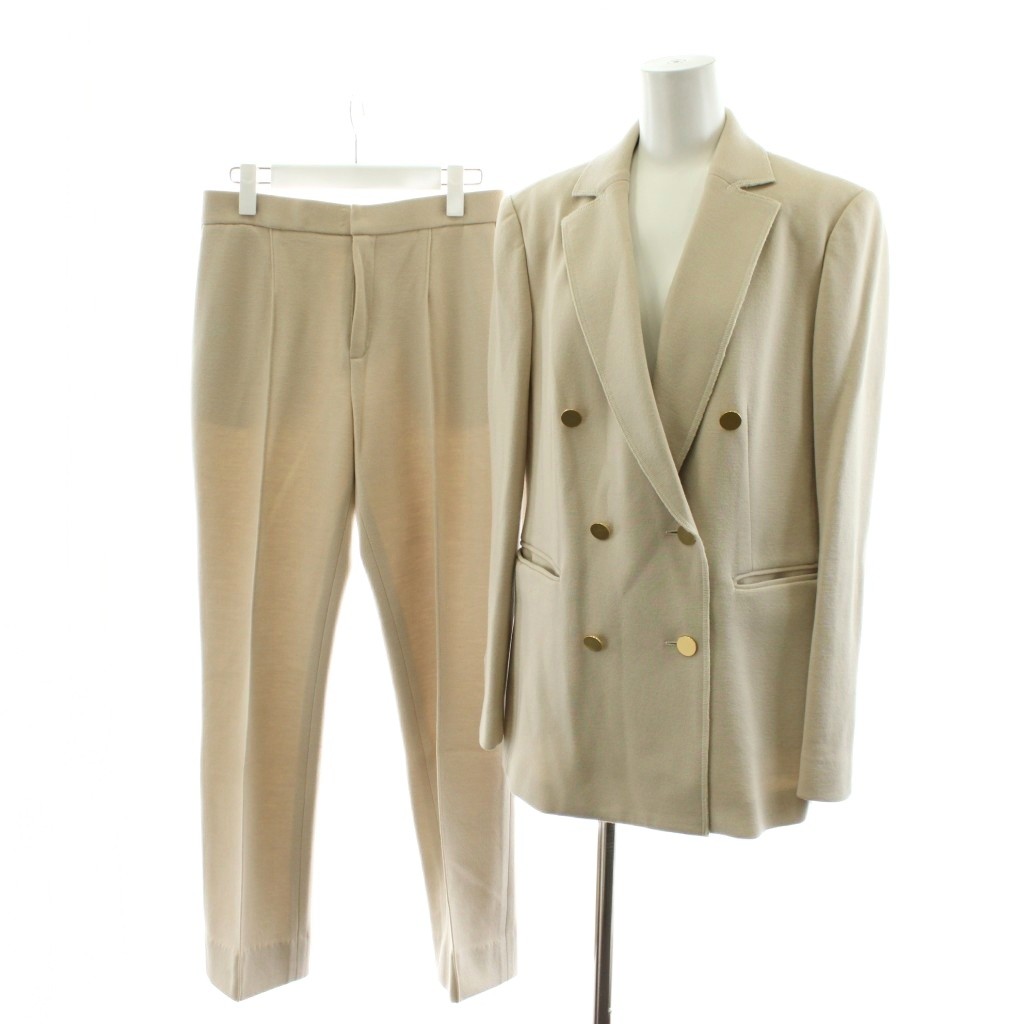 【中古】ベイジ BEIGE スーツ セットアップ 上下 テーラードジャケット ダブル パンツ スラックス ウール 4 6 ベージュ JKCWBW0433 PRCWBW0433 /AN62 レディース 【ベクトル 古着】 251203