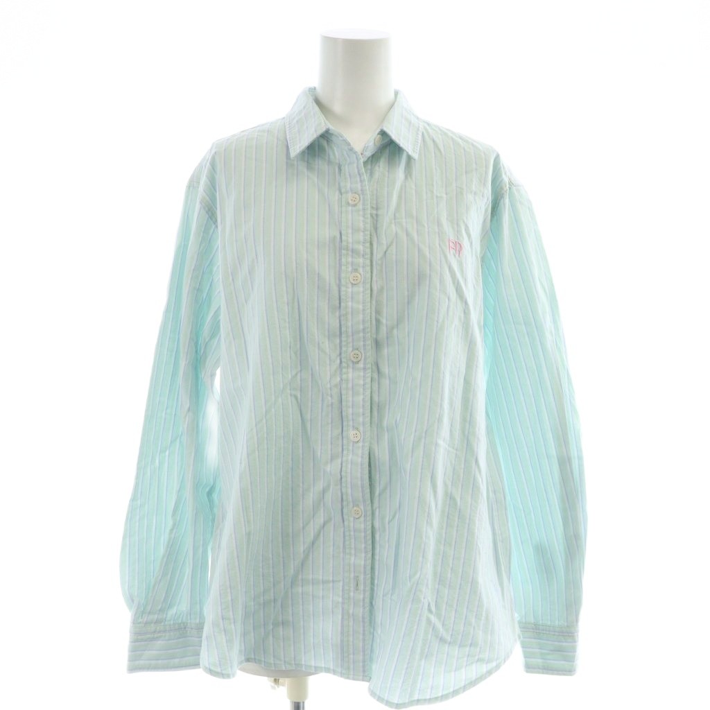 【中古】フレディ エミュ fredy emue シャツ ブラウス 長袖 ストライプ柄 38 グリーン 水色 /NS レディース 【ベクトル 古着】 251228