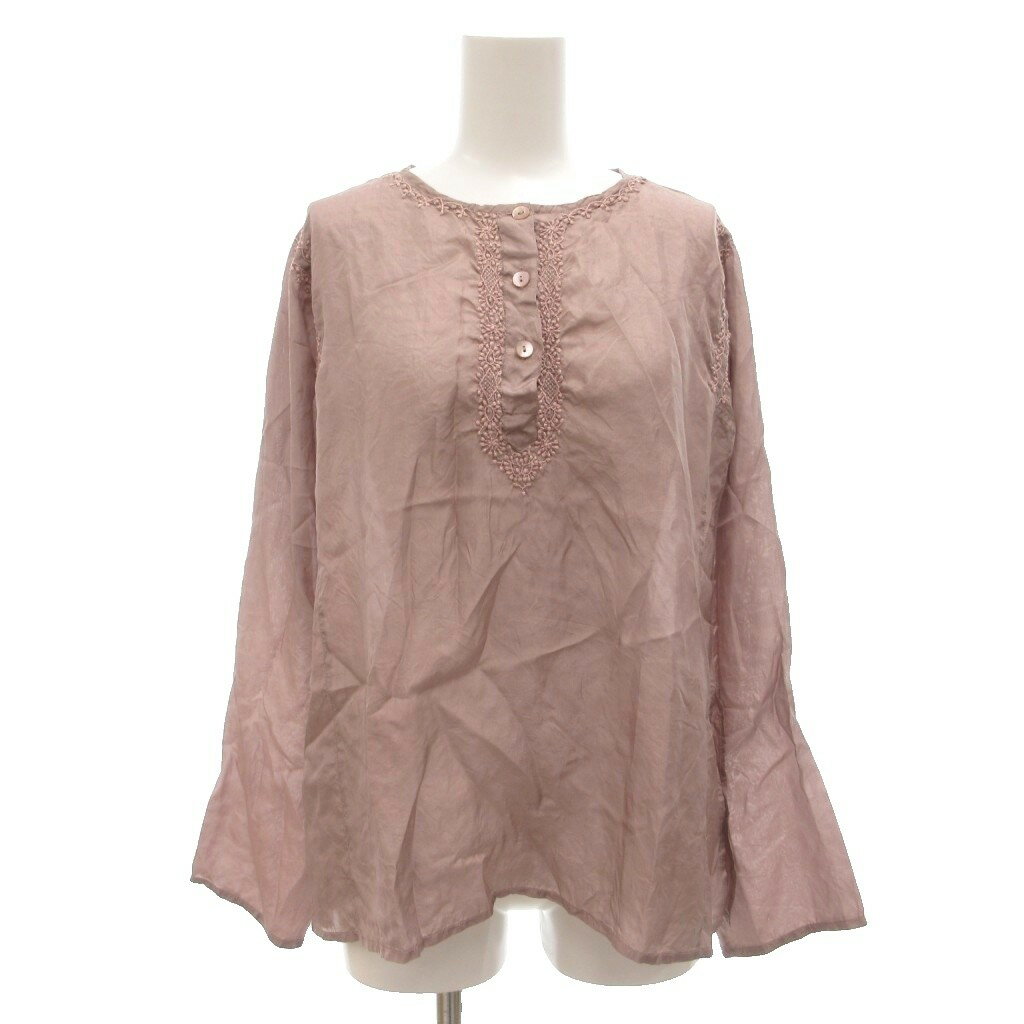 【中古】アニエスベー agnes b. シアーブラウス カットソー 長袖 絹 シルク 刺繍 1 紫 パープル /GV レディース 【ベクトル 古着】 251230