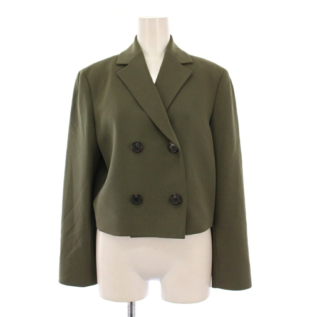 樂天商城 - 【中古】セオリー Theory 23AW Admiral Crepe Crop DB JKT テーラードジャケット アウター ダブル 総裏地 ショート丈 ストレッチ 0 カーキ 01-3304102 /BB レディース 【ベクトル 古着】 251217