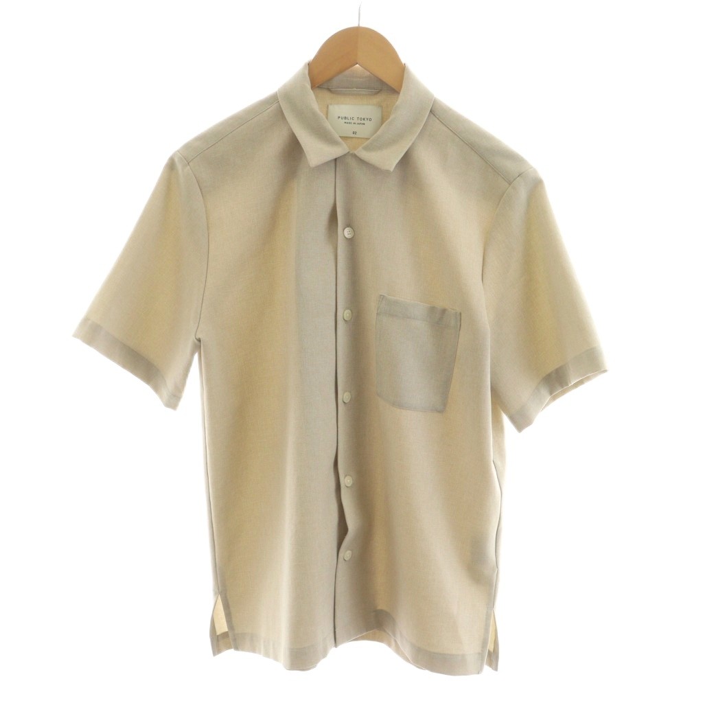 【中古】パブリックトウキョウ PUBLIC TOKYO カジュアルシャツ 半袖 02 ベージュ 無地 /RR メンズ 【ベクトル 古着】 251224