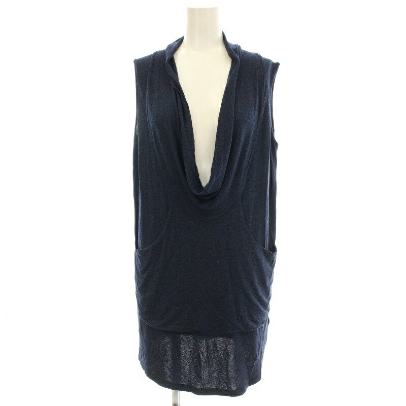 【中古】エムエムシックス メゾンマルジェラ MM6 Maison Margiela ノースリーブ カットソー チュニック S ネイビー 紺 32CT158 /☆G レディース 【ベクトル 古着】 260109(4.0)
