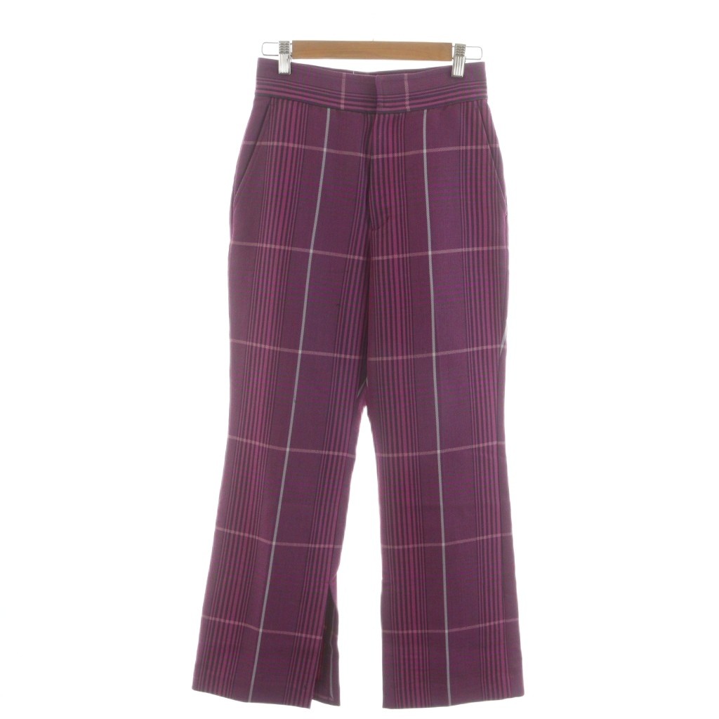 【中古】ウーア Uhr 21AW Plaid Pants プレイドパンツ フレアパンツ チェック柄 36 紫 パープル /RR レディース 【ベクトル 古着】 260109
