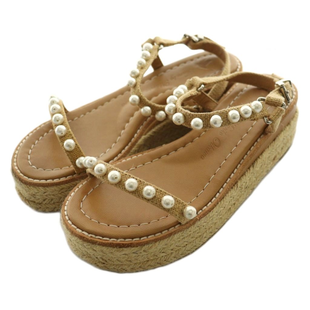 【中古】ツル バイ マリコオイカワ TSURU by Mariko Oikawa ボヤージュ Voyage サンダル パール装飾 34..