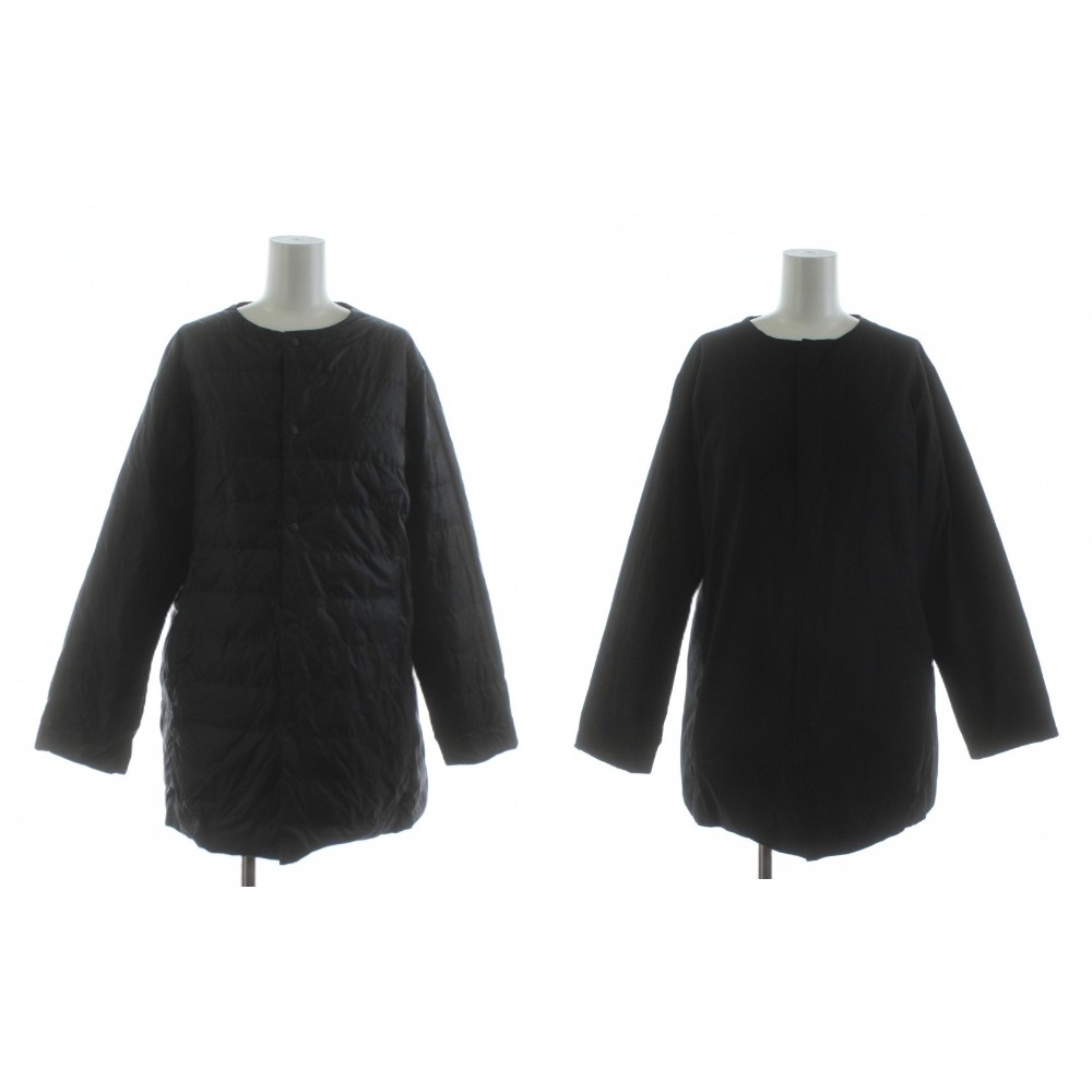 【中古】プランテーション plantation ライトリバーダウン ノーカラーリバーシブルコート ミドル丈 トートバッグ付き M 黒 ブラック PL93FC653 /KU レディース 【ベクトル 古着】 260114