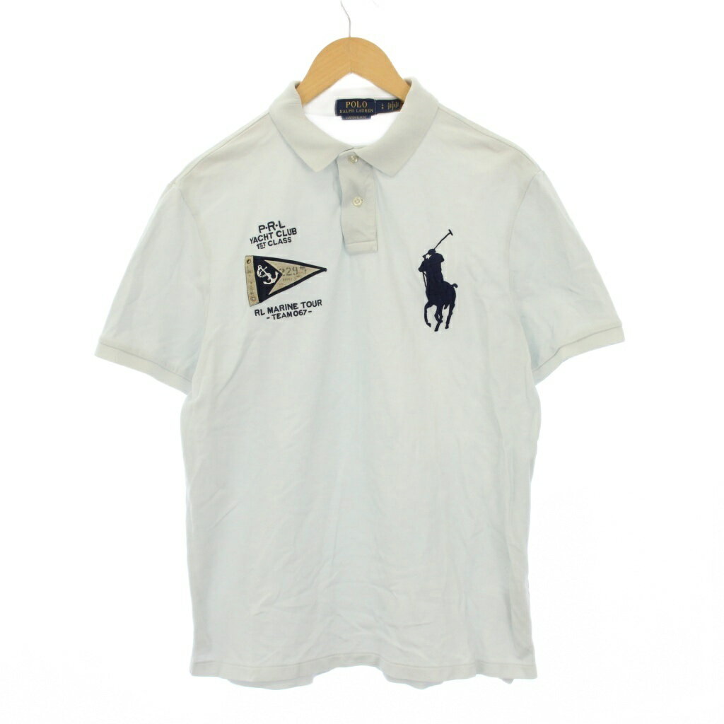 【中古】ポロ ラルフローレン POLO RALPH LAUREN ポロシャツ 半袖 ワッペン CUSTOM SLIM FIT ビッグポニー L 白 /KH メンズ 【ベクトル 古着】 260115
