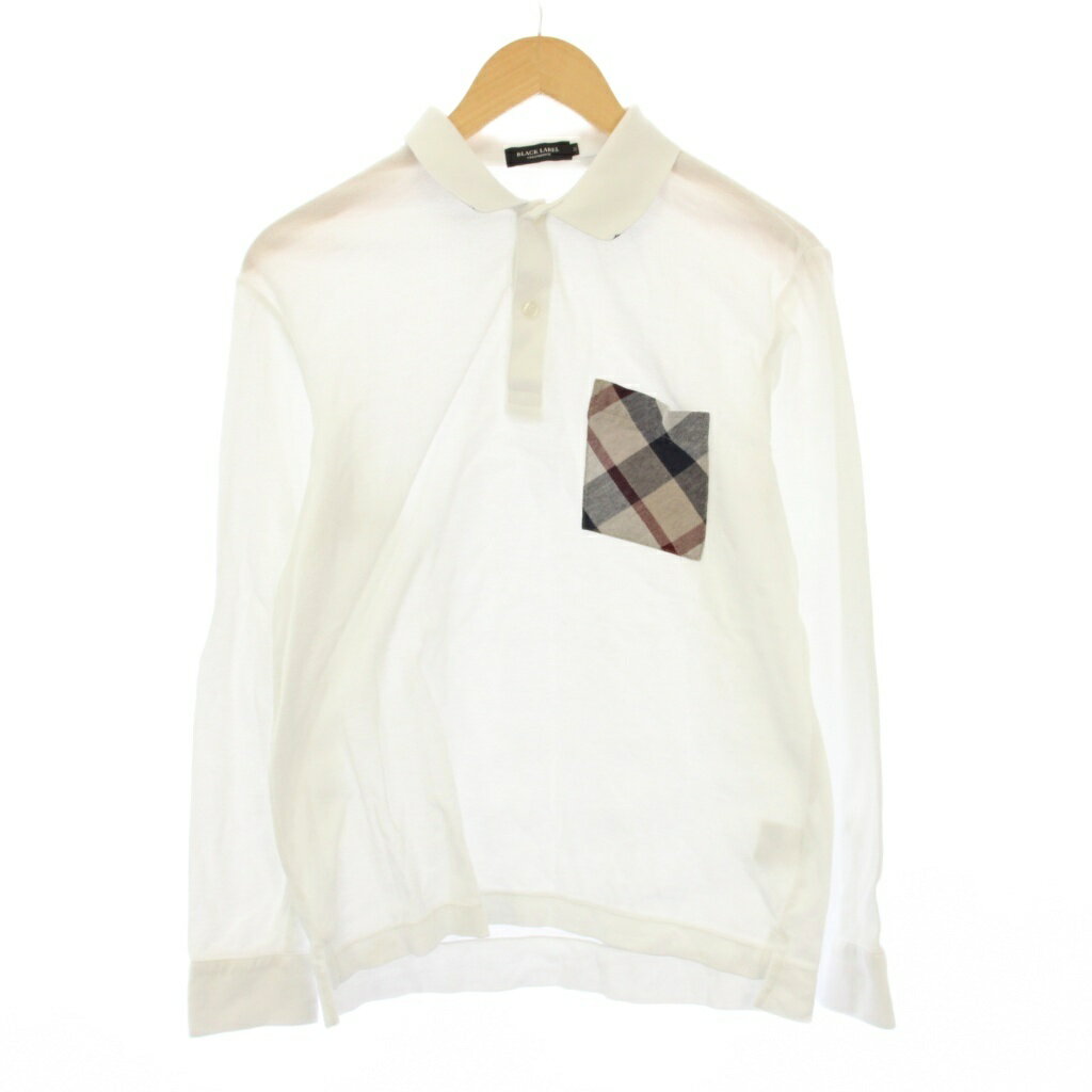 【中古】ブラックレーベルクレストブリッジ BLACK LABEL CRESTBRIDGE ポロシャツ 長袖 チェック柄 M 白 51P12-621-02 /KH メンズ 【ベクトル 古着】 260115