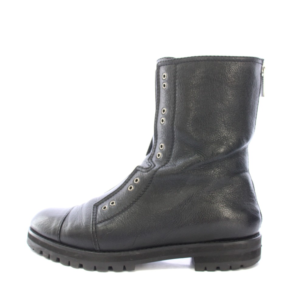 Saidogoa - 【中古】ジミーチュウ JIMMY CHOO ショートブーツ レザー ローヒール タンクソール ワンカラー 38 黒 ブラック /BB レディース 【ベクトル 古着】 260122