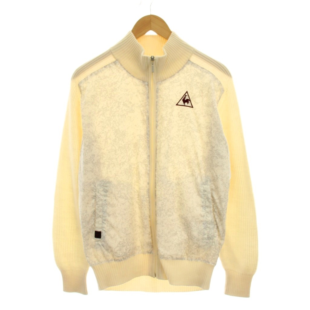 【中古】ルコックスポルティフ le coq sportif GOLF Collection ニットジャケット 総柄 ジップアップ 長袖 M アイボリー /YM レディース 【ベクトル 古着】 260123