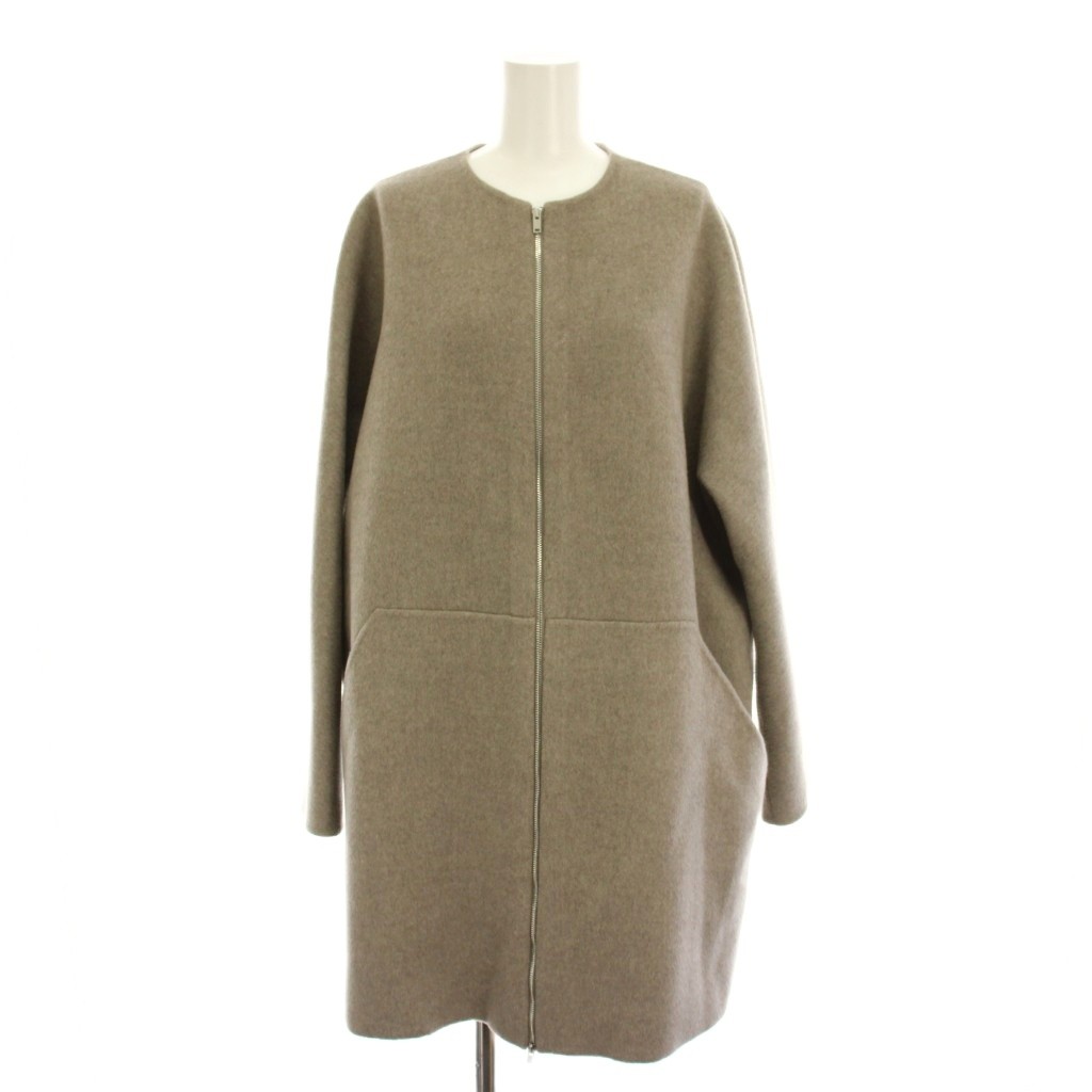 【中古】セオリー Theory 20SS NEW DIVIDE LUXE BELL COAT LS ノーカラーコート ウール P グレージュ ジップアップ 01-0109602-340-901 /YM レディース 【ベクトル 古着】 260119