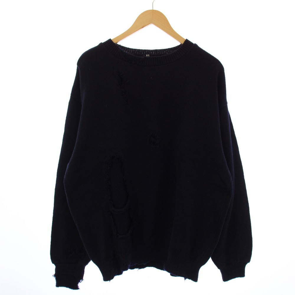ISSUETHINGS イシューシングス 24AW 日本製 Type67 Knit with sticker ステッカー付き コットンクルーネックニット 24b/67-c-32-dgy 2 DEEP GRAY セーター プルオーバー トップス【新古品】【中古】【ISSUETHINGS】 ISSUETHINGS イシューシングス 24AW 日本製 Type67 Knit with sticker
