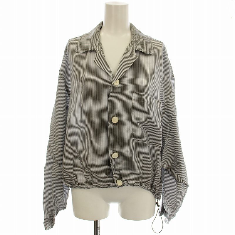 【中古】ジェーンスミス JANE SMITH WASHED CUPRO PAJAMA ストライプ シャツ ブラウス 長袖 ドローコード 36 グレー 23SSH-629L /☆G レディース 【ベクトル 古着】 260122
