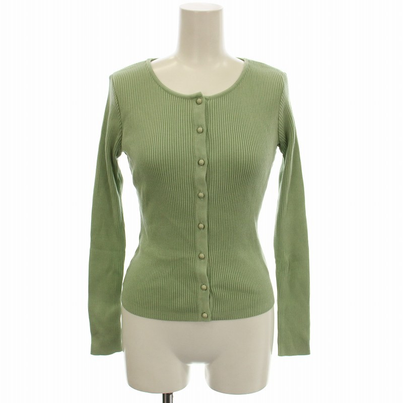 【中古】ルネ Rene リブニット カーディガン 長袖 34 グリーン 黄緑 6512560 /☆G レディース 【ベクトル 古着】 260122(4.0)