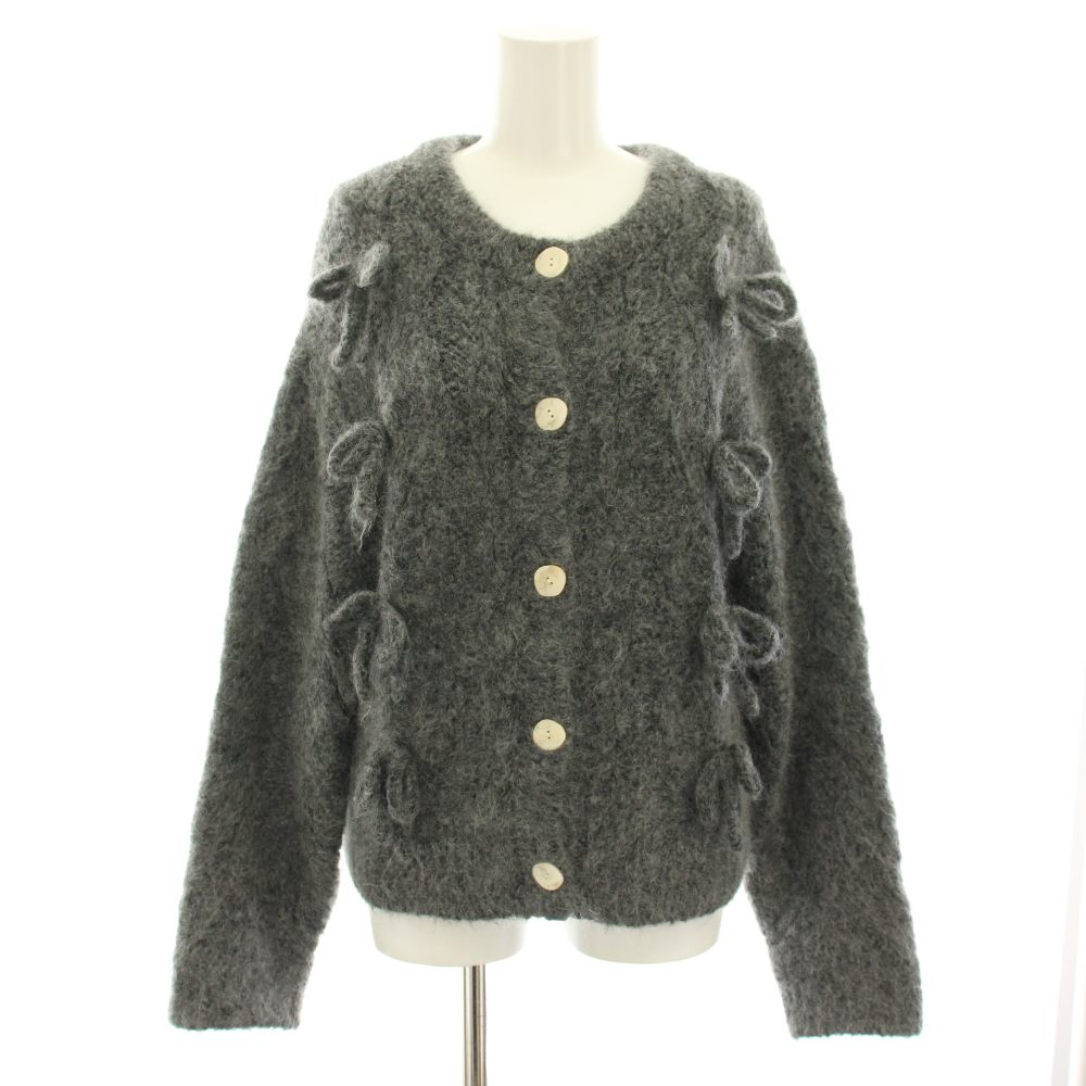 其它 - 【中古】ココディール COCO DEAL 24AW リボンケーブルニットカーディガン クルーネック 長袖 モヘヤ混 2 グレー 74733456 /YT レディース 【ベクトル 古着】 260127