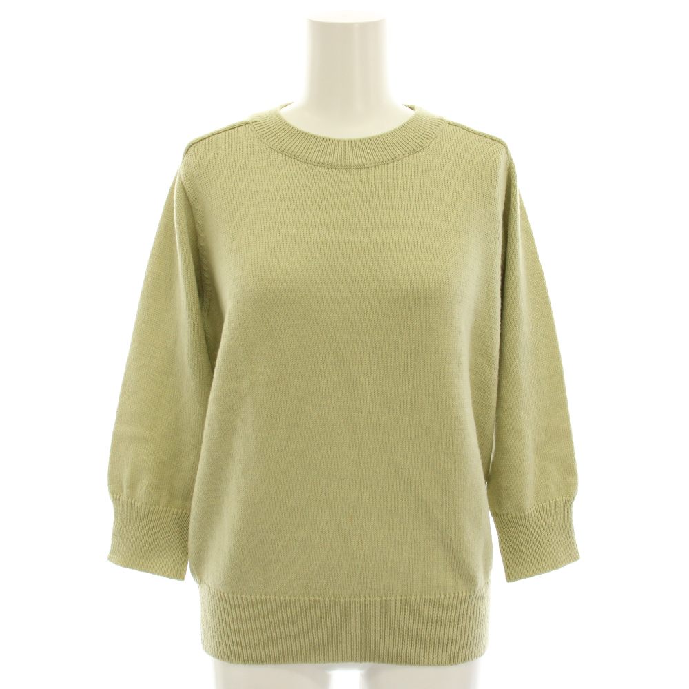 【中古】マーガレットハウエル MARGARET HOWELL 21AW ウールコットン七分袖ニットセーター クルーネック 長袖 2 黄緑 イエローグリーン 578-1263008 /YT レディース 【ベクトル 古着】 260127