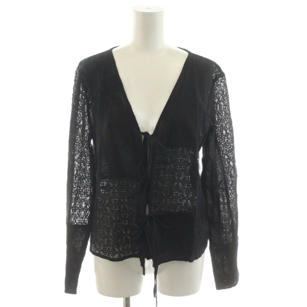 【中古】レジュメ RESUME スローブイエナ取扱い 25SS レースブラウス シャツ 長袖 リボン 34 黒 ブラック 25051913001610 /AN68 レディース 【ベクトル 古着】 260128表記サイズ34実寸サイズ肩幅：約...