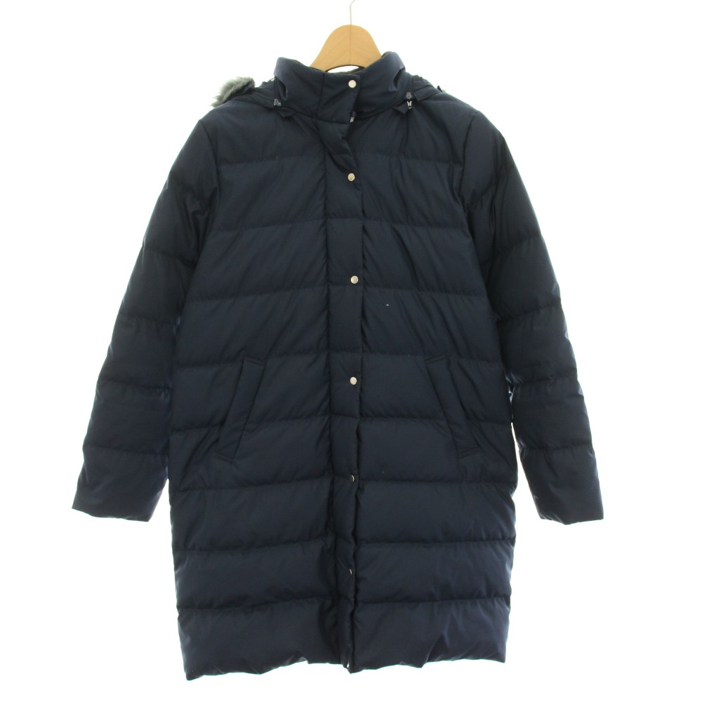 Coat - 【中古】グリーンレーベルリラクシング ユナイテッドアローズ green label relaxing ロングダウンコート アウター フード フェイクファー 裏地ドット柄 155 紺 ネイビー 3875-199-0859 /YT キッズ 【ベクトル 古着】 260129
