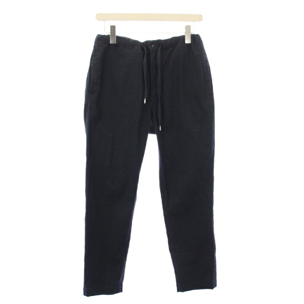 【中古】スティルバイハンド STILL BY HAND スラックスパンツ ジップフライ ワンカラー ストレッチ 麻 リネン混 44 紺 ネイビー /BB メ..