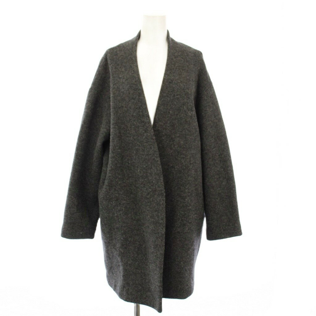 乐天商城 - 【中古】エンフォルド ENFOLD ノーカラーコート ロング ウール 36 チャコールグレー 300AA180-0350 /KH レディース 【ベクトル 古着】 260206