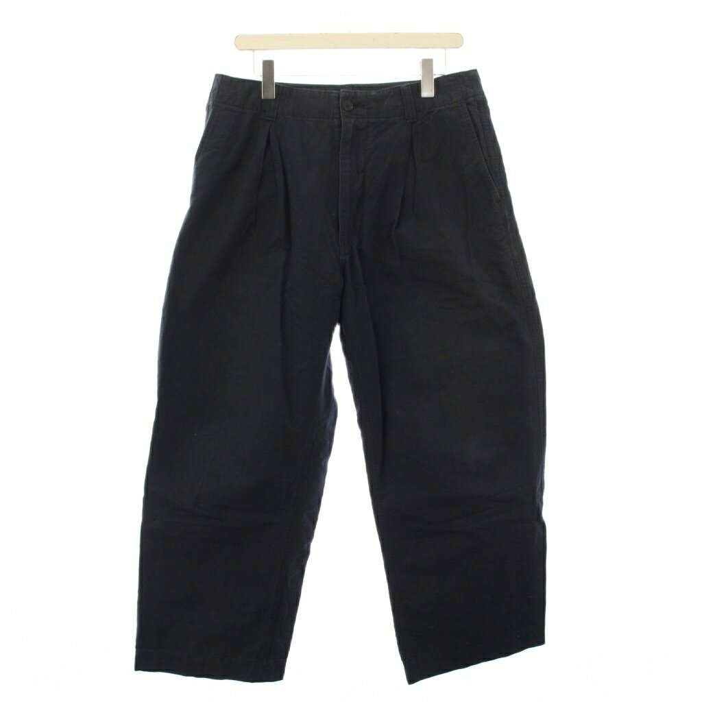 【中古】クオン KUON 和紙ワイドパンツ タック ジップフライ ワンカラー M 紺 ネイビー 1901P01 /BB メンズ 【ベクトル 古着】 260208