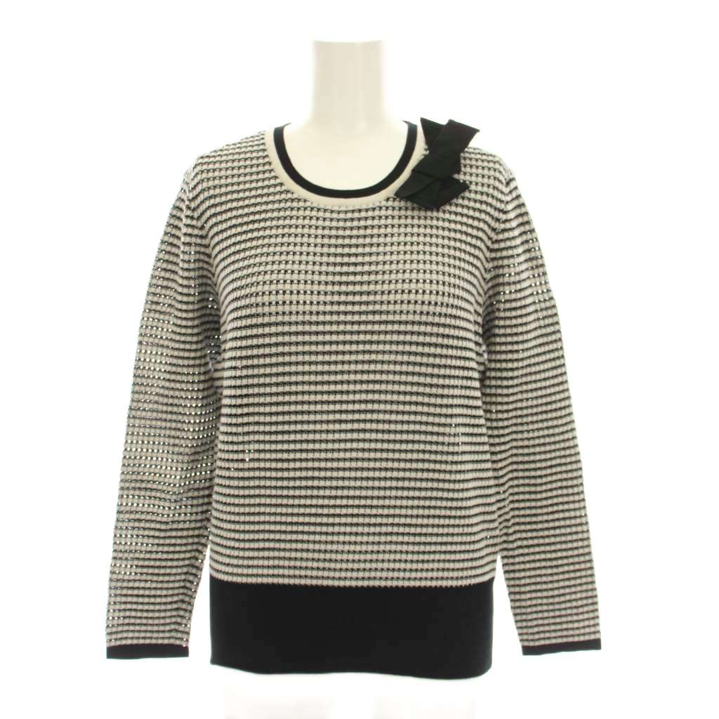 【中古】ポールカ PAULE KA ニット セーター M 黒 ブラック 白 ホワイト ボーダー 長袖 リボン装飾 /YM レディース 【ベクトル 古着】 260210(4.0)