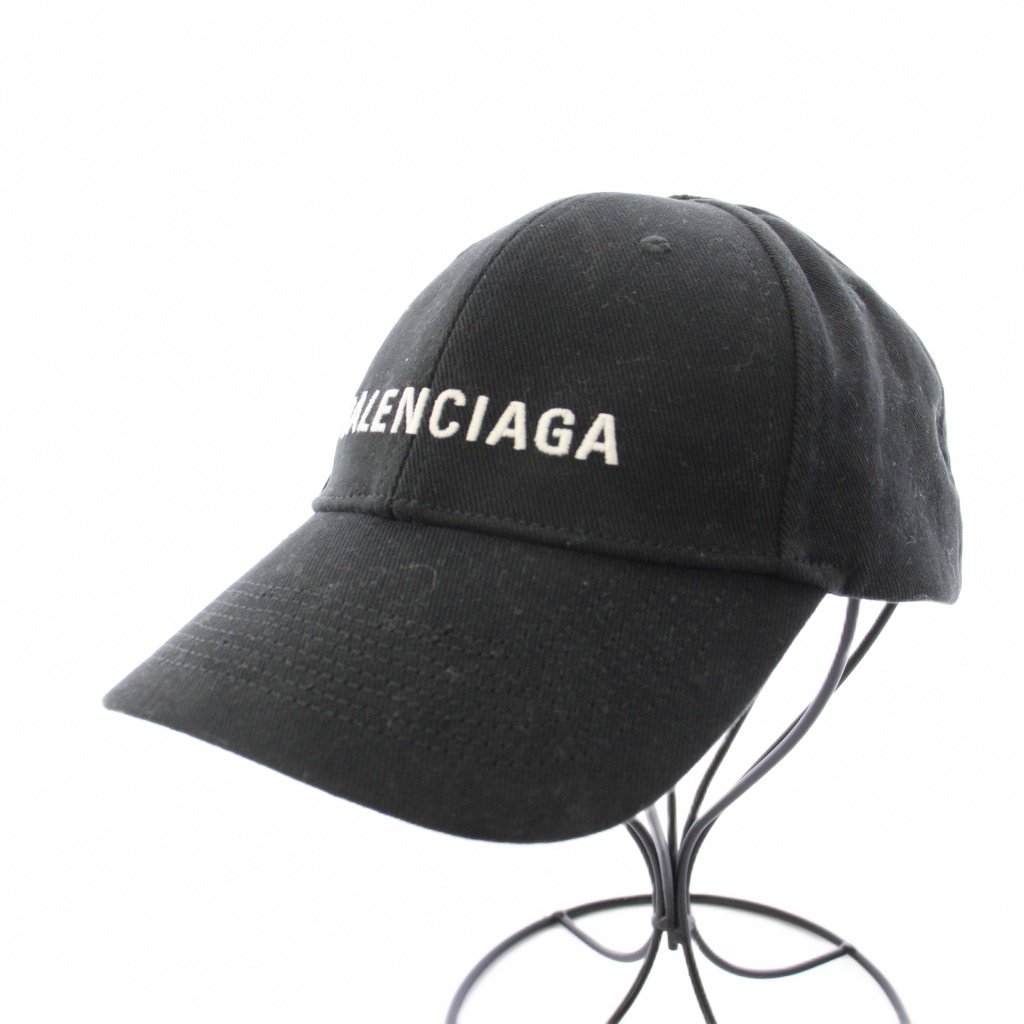 【中古】バレンシアガ BALENCIAGA キャップ 帽子 6パネル クラシックロゴ 刺繍 59cm 黒 ブラック /BB ■OH メンズ 【ベクトル 古着】 ...