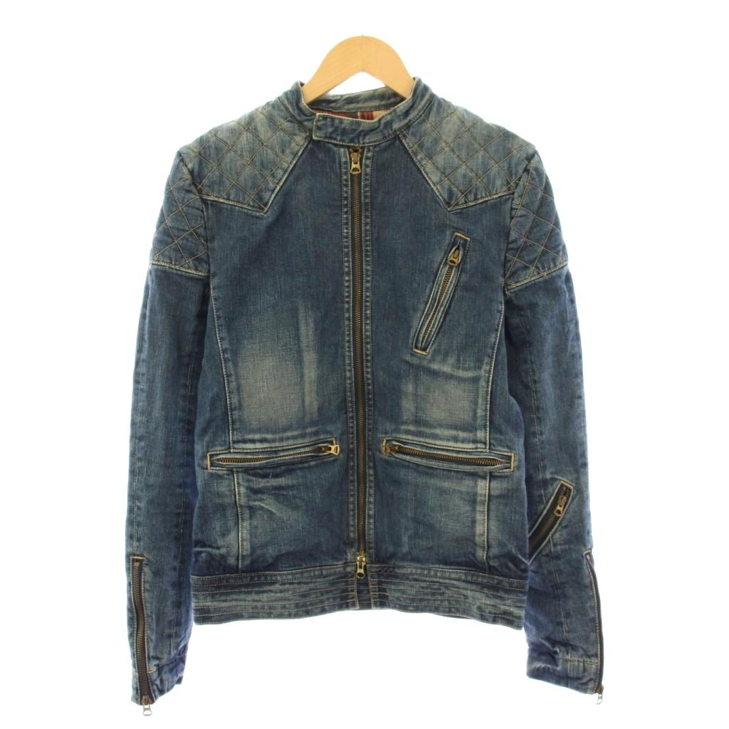 【中古】ラングラー WRANGLER AKM デニムジャケット アウター ジップアップ ワンカラー 切替 M 青 ブルー /BB メンズ 【ベクトル 古着】 260216