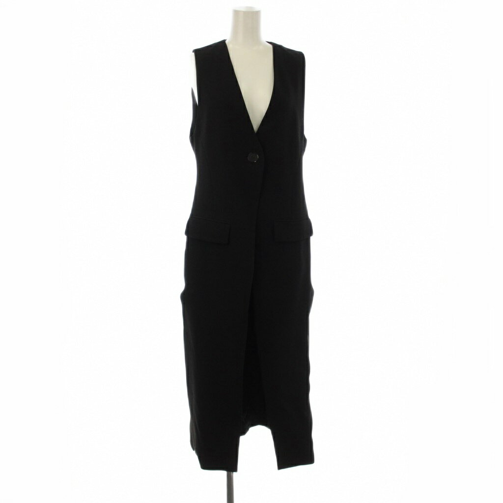 乐天商城 - 【中古】ザラ ZARA ジレ 上着 S 黒 無地 Vネック ロング丈 /JP レディース 【ベクトル 古着】 260217