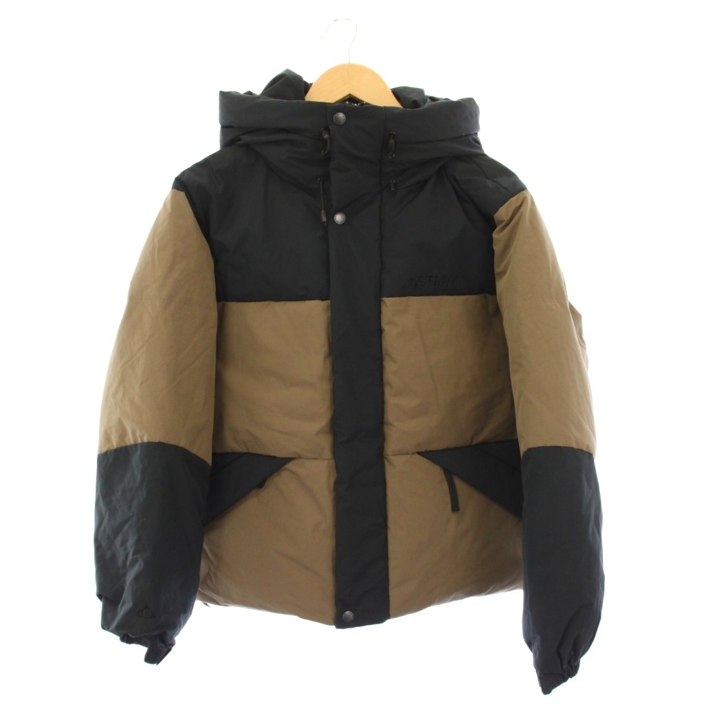 Jumper, Blouson - 【中古】ジェリー GERRY ダウンジャケット 上着 S 黒 茶 ブラック ブラウン 長袖 フード付き 切り替えデザイン /KH メンズ 【ベクトル 古着】 260223