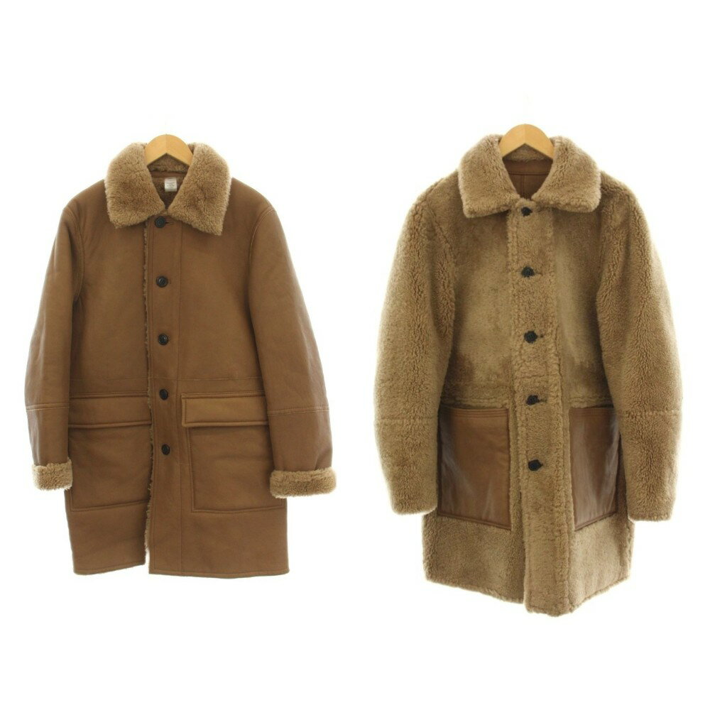 【中古】コーチ COACH リバーシブル シアリング ムートンコート ロング S 茶 CB662 /KH メンズ 【ベクトル 古着】 260219