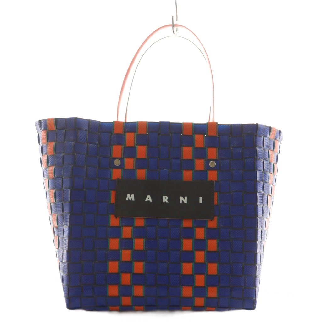 【中古】マルニ MARNI フラワーカフェトート ハンドバッグ ロゴ オレンジ 紺 ネイビー /AN28 レディース 【ベクトル 古着】 260223